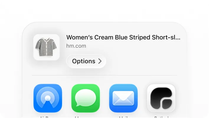 Saving a product link to Gathrd from the iPhone share sheet.