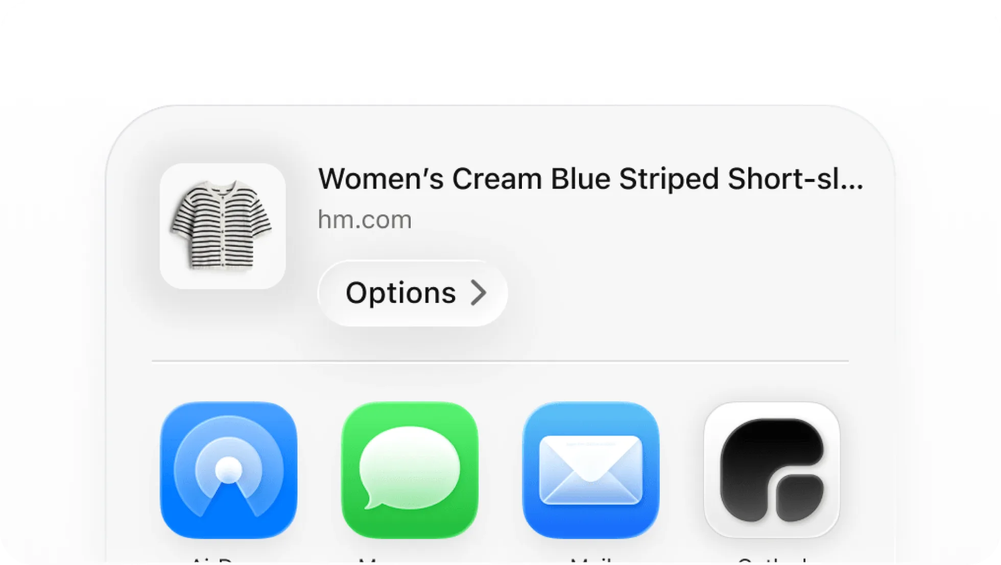 Saving a product to Gathrd from the iPhone share sheet.